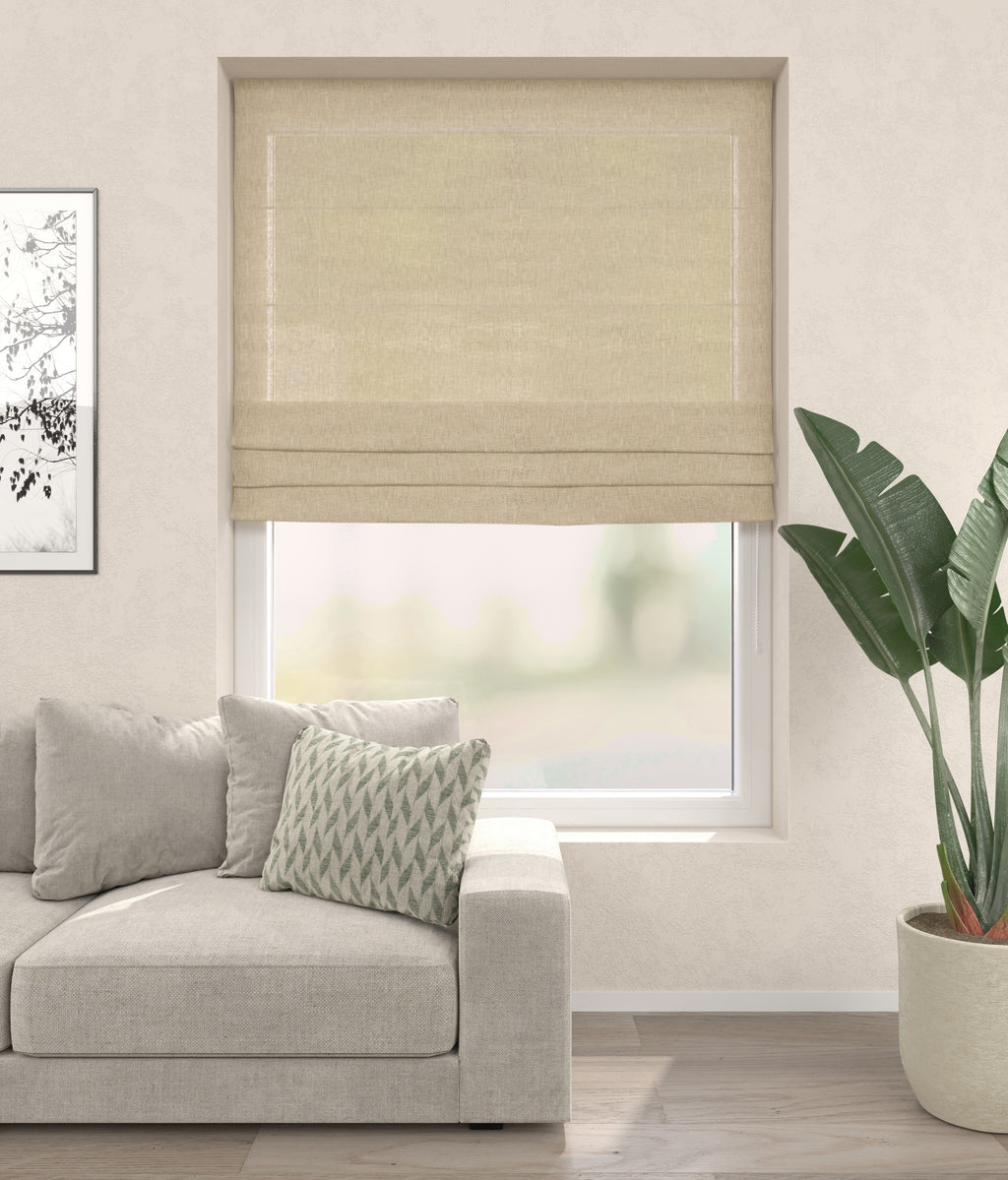 Vouwgordijn Linnenlook Lichtbeige