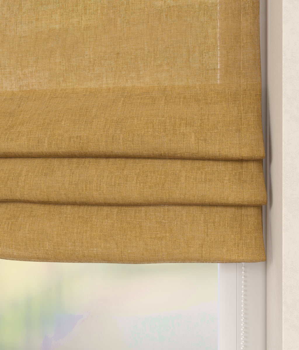 Vouwgordijn Linnenlook Oker