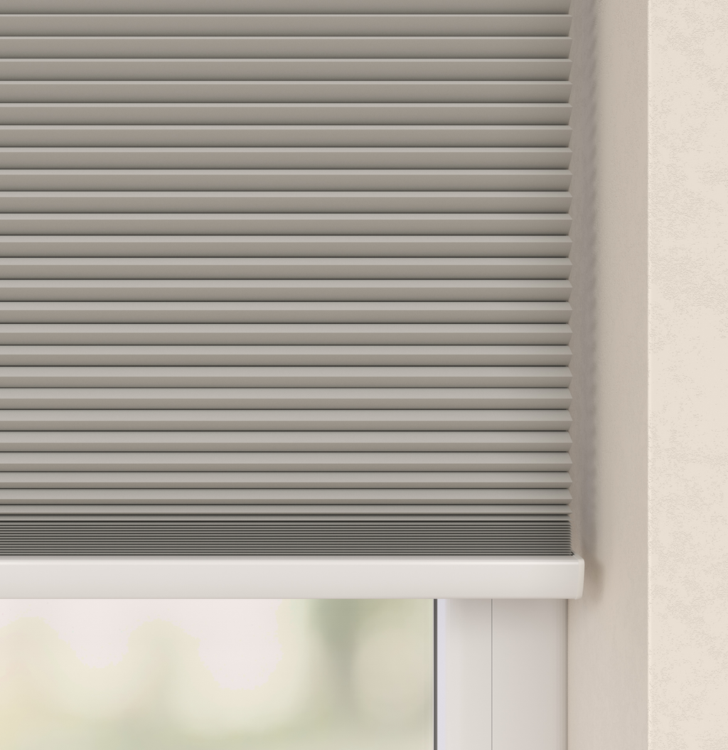 Elektrische Plissé gordijnen Parijs Grijszand Verduister 5230