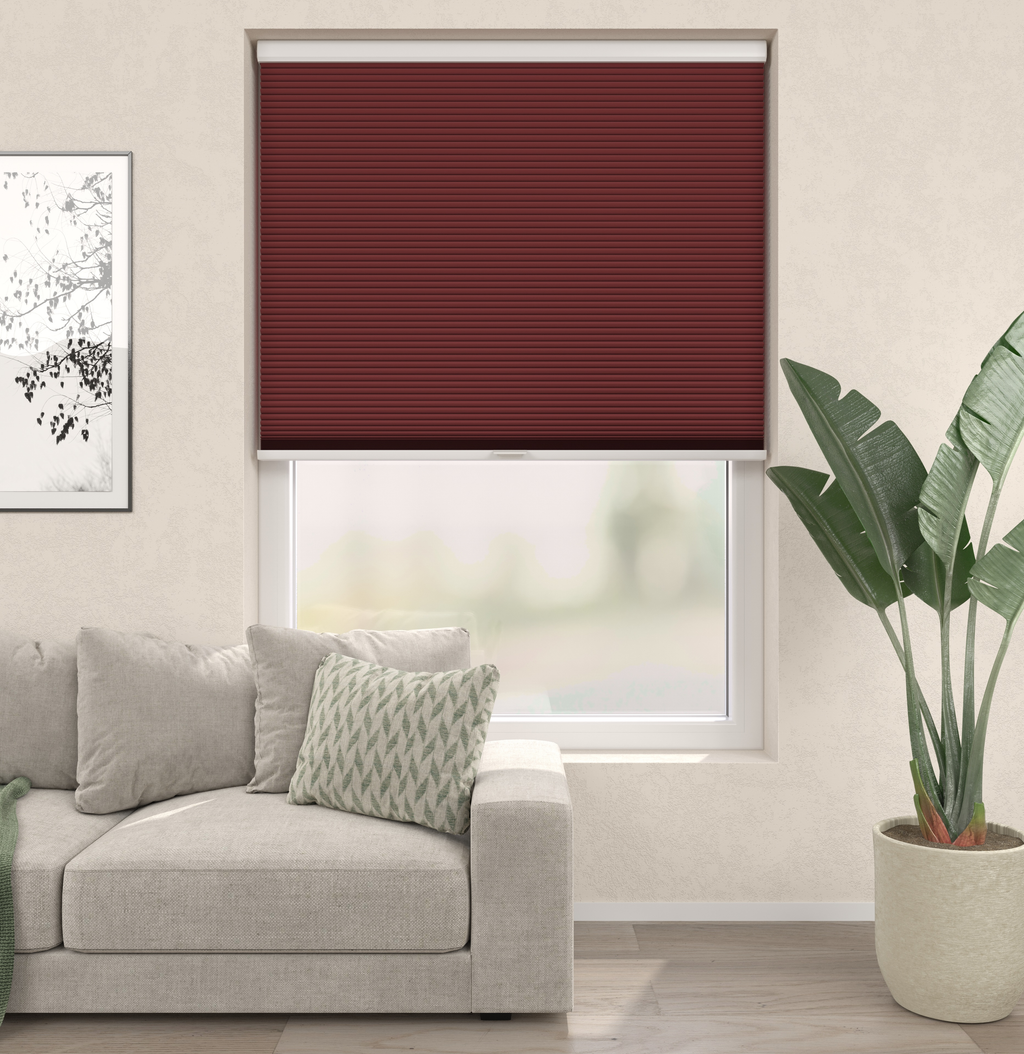 Elektrische Plissé gordijnen Monaco Rood Verduister 06