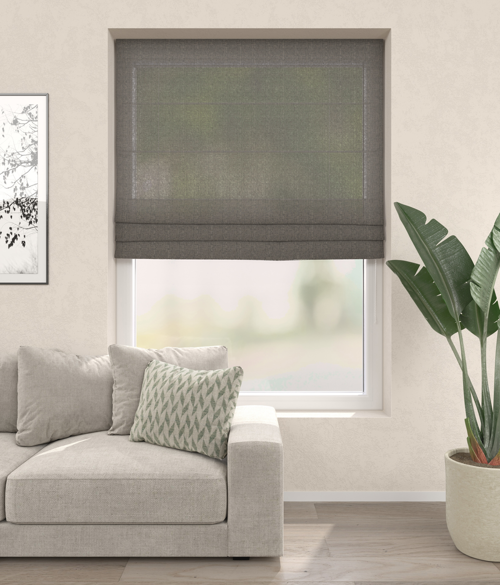 Vouwgordijn Linnenlook Grijs Afbeelding 1