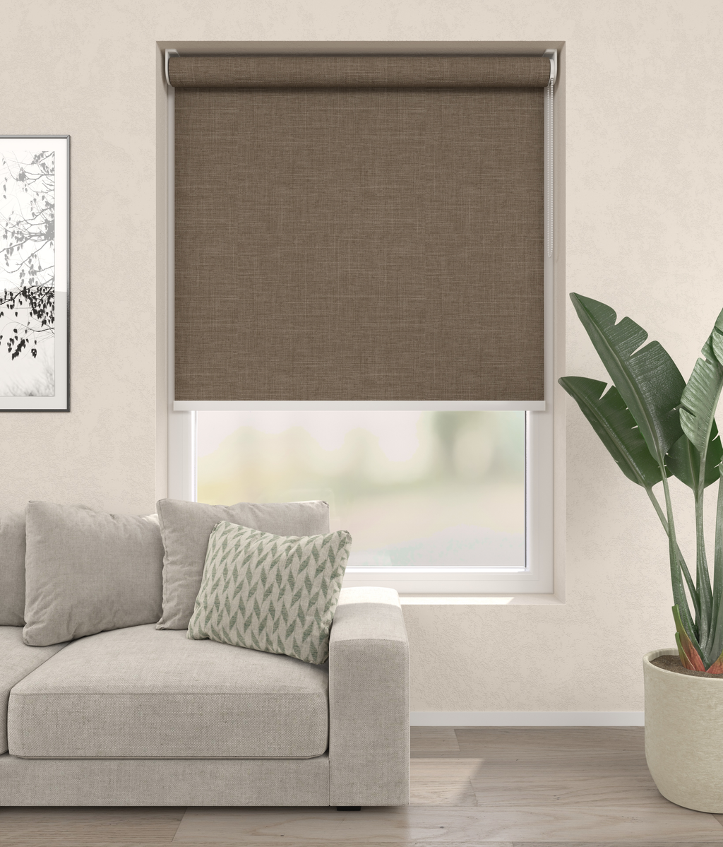 Elektrisch Rolgordijn Toscane Linnenlook Taupe 5300