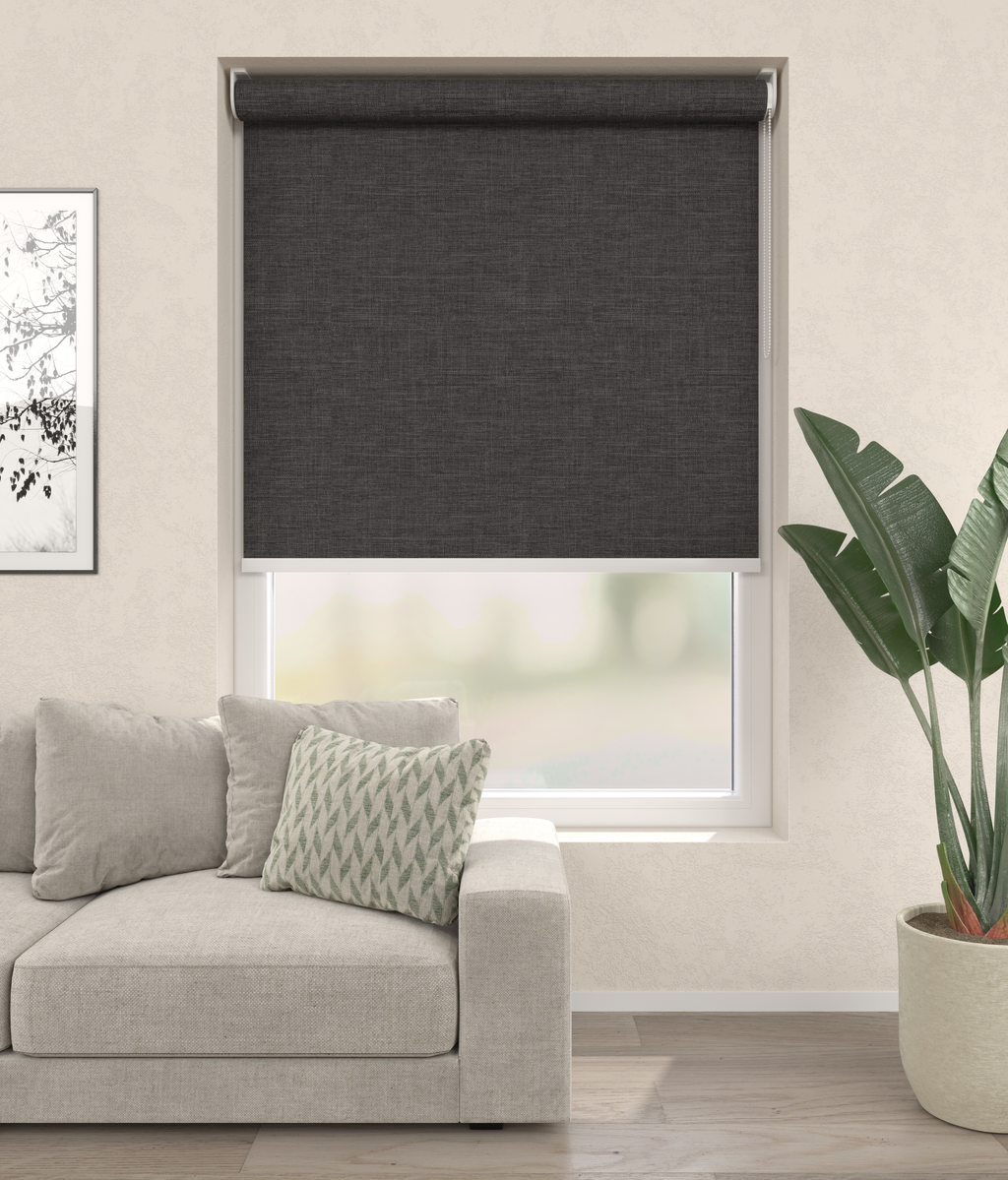Elektrisch Rolgordijn Toscane Linnenlook Antraciet 5600