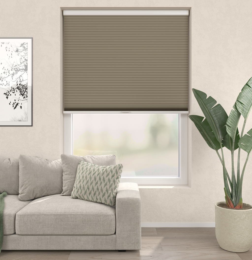 Elektrische Plissé gordijnen Monaco Zand Verduister 04