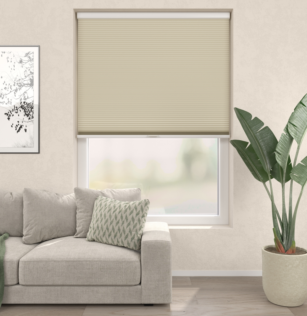 Elektrische Plissé gordijnen Monaco Ecru Verduister 02