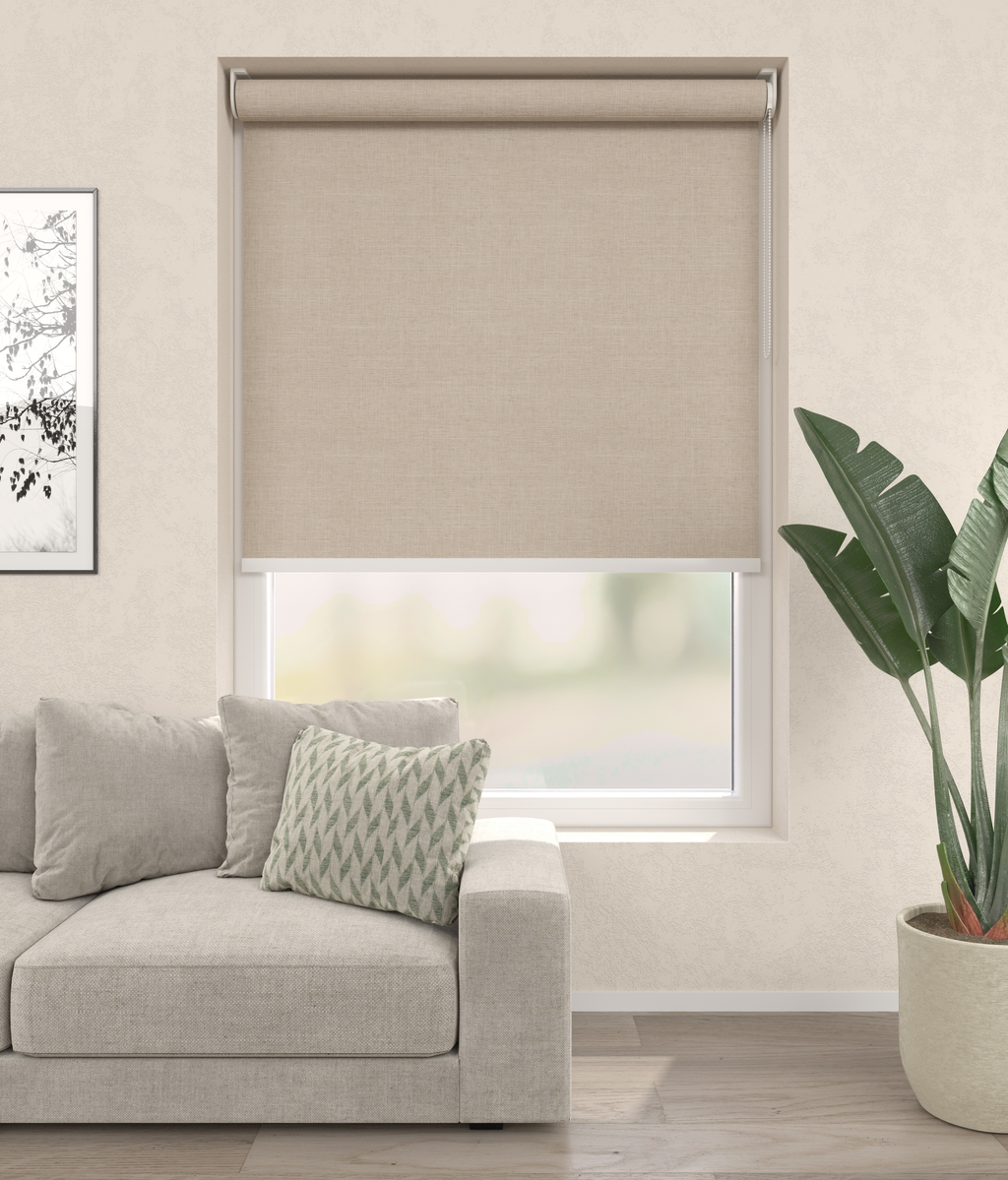 Elektrisch Rolgordijn Toscane Linnenlook Naturel 5100