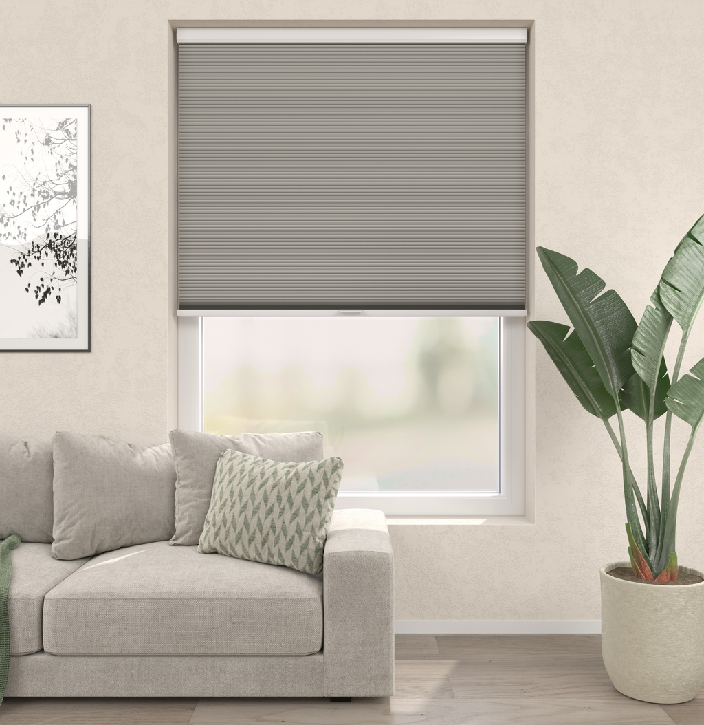 Elektrische Plissé gordijnen Parijs Grijszand Verduister 5230