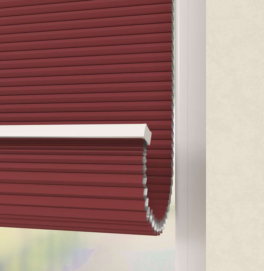 Elektrische Plissé gordijnen Monaco Rood Verduister 06