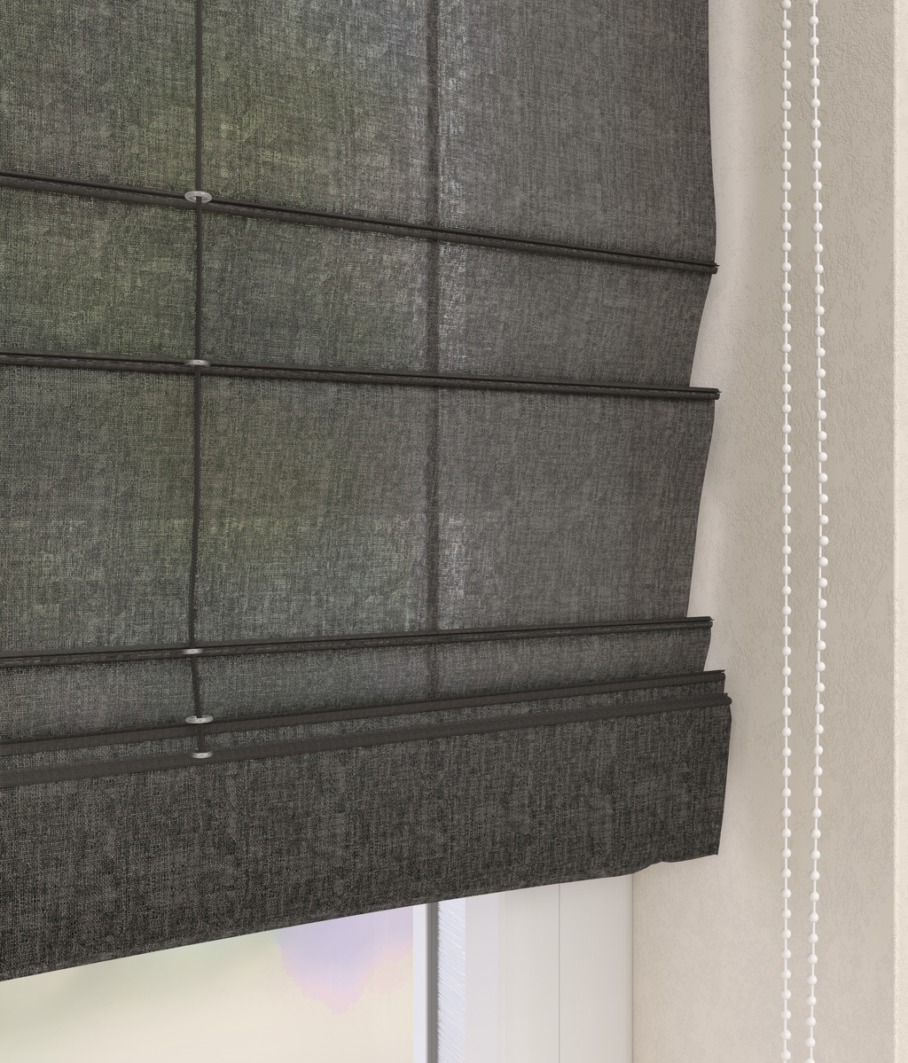 Vouwgordijn Linnenlook Zwart